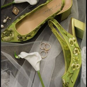 ISO Betsey Johnson Lime Green Floral Heels 8.5